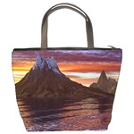 Sunset Island Tropical Sea Ocean Water Travel Bucket Bag Back