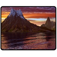 Sunset Island Tropical Sea Ocean Water Travel Fleece Blanket (medium)  by danenraven