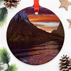 Sunset Island Tropical Sea Ocean Water Travel Ornament (round) by danenraven