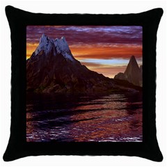 Sunset Island Tropical Sea Ocean Water Travel Throw Pillow Case (black) by danenraven