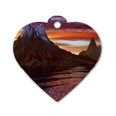 Sunset Island Tropical Sea Ocean Water Travel Dog Tag Heart (one Side) by danenraven