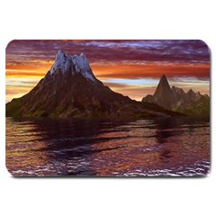 Sunset Island Tropical Sea Ocean Water Travel Large Doormat by danenraven