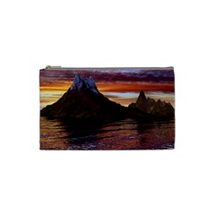 Sunset Island Tropical Sea Ocean Water Travel Cosmetic Bag (small) by danenraven