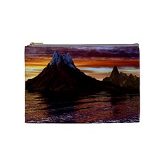 Sunset Island Tropical Sea Ocean Water Travel Cosmetic Bag (medium) by danenraven