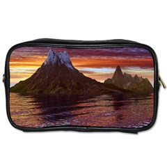 Sunset Island Tropical Sea Ocean Water Travel Toiletries Bag (one Side) by danenraven