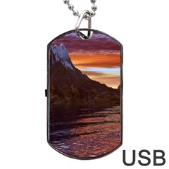 Sunset Island Tropical Sea Ocean Water Travel Dog Tag Usb Flash (one Side) by danenraven