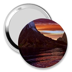 Sunset Island Tropical Sea Ocean Water Travel 3  Handbag Mirrors by danenraven