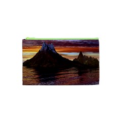 Sunset Island Tropical Sea Ocean Water Travel Cosmetic Bag (xs) by danenraven