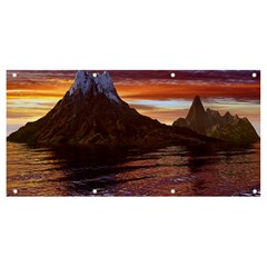 Sunset Island Tropical Sea Ocean Water Travel Banner And Sign 8  X 4  by danenraven