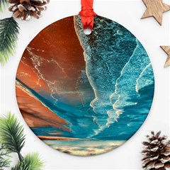 Sea Ocean Coastline Coast Sky Clouds Beach Sand Ornament (round) by danenraven