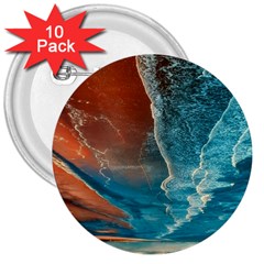 Sea Ocean Coastline Coast Sky Clouds Beach Sand 3  Buttons (10 Pack)  by danenraven