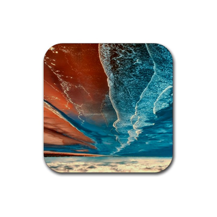 Sea Ocean Coastline Coast Sky Clouds Beach Sand Rubber Coaster (Square)