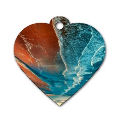 Sea Ocean Coastline Coast Sky Clouds Beach Sand Dog Tag Heart (two Sides) by danenraven