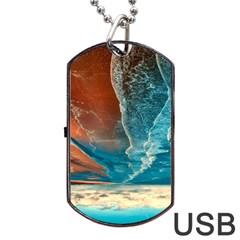 Sea Ocean Coastline Coast Sky Clouds Beach Sand Dog Tag Usb Flash (two Sides) by danenraven