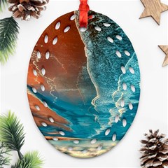 Sea Ocean Coastline Coast Sky Clouds Beach Sand Oval Filigree Ornament (two Sides) by danenraven