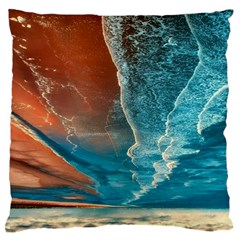 Sea Ocean Coastline Coast Sky Clouds Beach Sand Large Flano Cushion Case (one Side) by danenraven