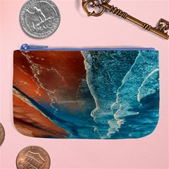 Sea Ocean Coastline Coast Sky Clouds Beach Sand Large Coin Purse by danenraven