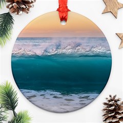 Beach Sea Waves Water Ocean Landscape Nature Ornament (round) by danenraven