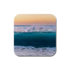 Beach Sea Waves Water Ocean Landscape Nature Rubber Square Coaster (4 Pack) by danenraven