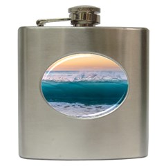 Beach Sea Waves Water Ocean Landscape Nature Hip Flask (6 Oz) by danenraven