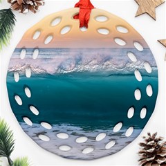 Beach Sea Waves Water Ocean Landscape Nature Round Filigree Ornament (two Sides) by danenraven