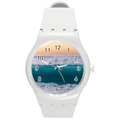 Beach Sea Waves Water Ocean Landscape Nature Round Plastic Sport Watch (m) by danenraven