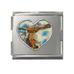 Abstract Mountains Landscape Tabloid Texture Mega Link Heart Italian Charm (18mm) by danenraven