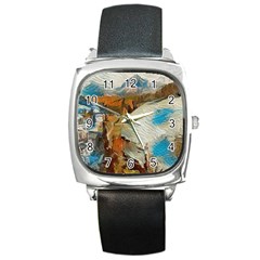 Abstract Mountains Landscape Tabloid Texture Square Metal Watch by danenraven