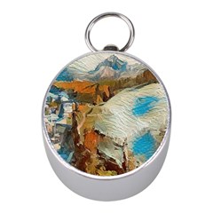 Abstract Mountains Landscape Tabloid Texture Mini Silver Compasses by danenraven