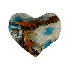 Abstract Mountains Landscape Tabloid Texture Standard 16  Premium Flano Heart Shape Cushions by danenraven