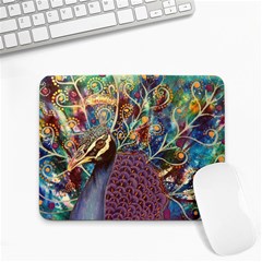 Peacock Mixed Media Bird Animal Small Mousepad by danenraven