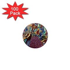 Peacock Mixed Media Bird Animal 1  Mini Magnets (100 Pack)  by danenraven