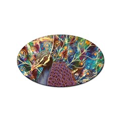 Peacock Mixed Media Bird Animal Sticker (oval) by danenraven