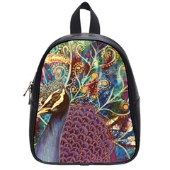 Peacock Mixed Media Bird Animal School Bag (small) by danenraven