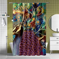 Peacock Mixed Media Bird Animal Shower Curtain 48  X 72  (small)  by danenraven