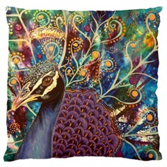 Peacock Mixed Media Bird Animal Large Flano Cushion Case (one Side) by danenraven