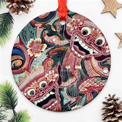 Indonesia Bali Batik Fabric Impression Patterns Ornament (round) by danenraven