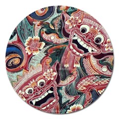 Indonesia Bali Batik Fabric Impression Patterns Magnet 5  (round) by danenraven