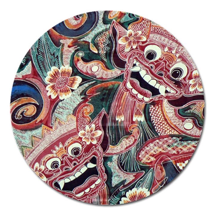 Indonesia Bali Batik Fabric Impression Patterns Magnet 5  (Round)