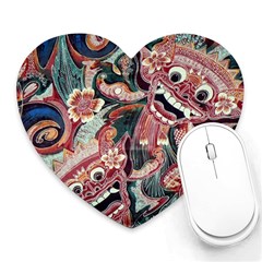 Indonesia Bali Batik Fabric Impression Patterns Heart Mousepad by danenraven