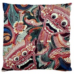 Indonesia Bali Batik Fabric Impression Patterns Large Cushion Case (two Sides) by danenraven