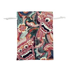 Indonesia Bali Batik Fabric Impression Patterns Lightweight Drawstring Pouch (l) by danenraven