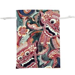 Indonesia Bali Batik Fabric Impression Patterns Lightweight Drawstring Pouch (xl) by danenraven