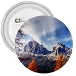 Dolomites Mountains Alps Alpine Trees Conifers 3  Buttons Front