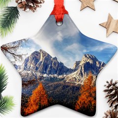 Dolomites Mountains Alps Alpine Trees Conifers Ornament (star) by danenraven