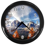 Dolomites Mountains Alps Alpine Trees Conifers Wall Clock (Black) Front