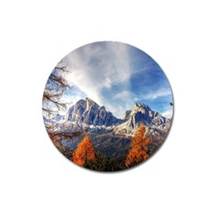 Dolomites Mountains Alps Alpine Trees Conifers Magnet 3  (round) by danenraven