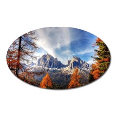 Dolomites Mountains Alps Alpine Trees Conifers Oval Magnet by danenraven