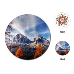 Dolomites Mountains Alps Alpine Trees Conifers Playing Cards Single Design (round) by danenraven