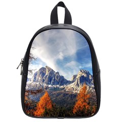 Dolomites Mountains Alps Alpine Trees Conifers School Bag (small) by danenraven